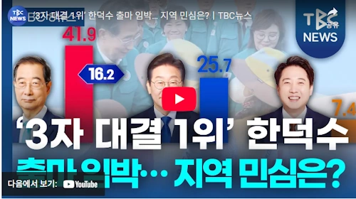 한덕수 지지율 분석 TBC 뉴스
