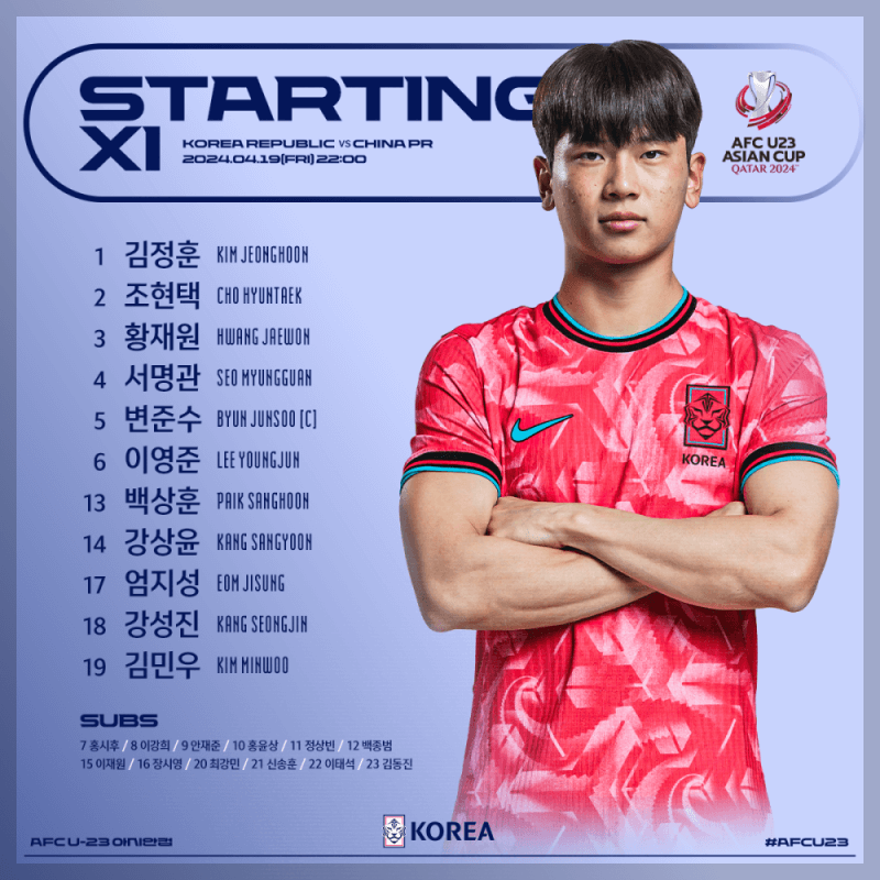 u23 아시안컵&#44; 한국 vs 인도네시아 8강전 선발 명단&#44; 일정&#44; 생중계 방송