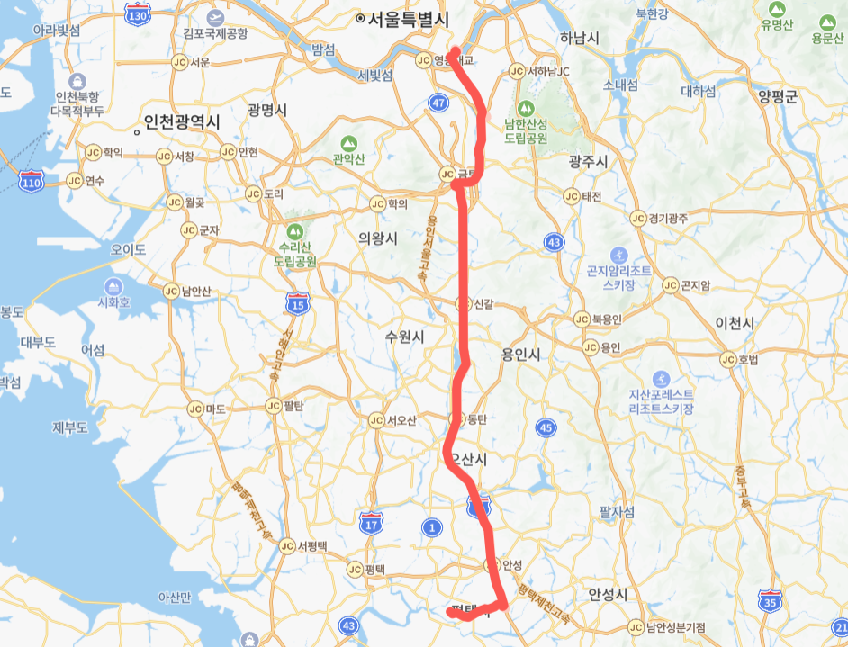 서울-성남-안성-평택-8143번-버스-노선-지도