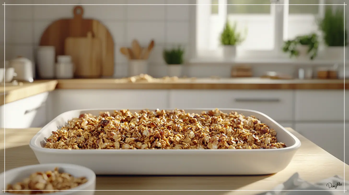 오트밀-먹는법인-오트밀-그래놀라를-익힌-후-그릇에-옮겨-담아-식히는-모습