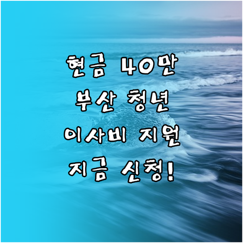 부산시 청년 이사비 40만원 현금 지..