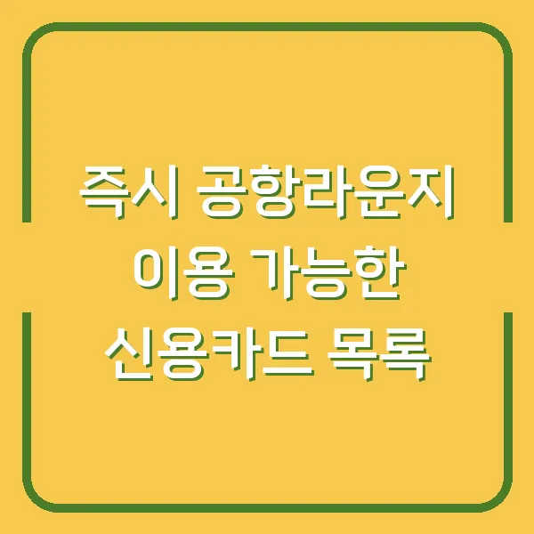 즉시 공항라운지 이용 가능한 신용카드 목록