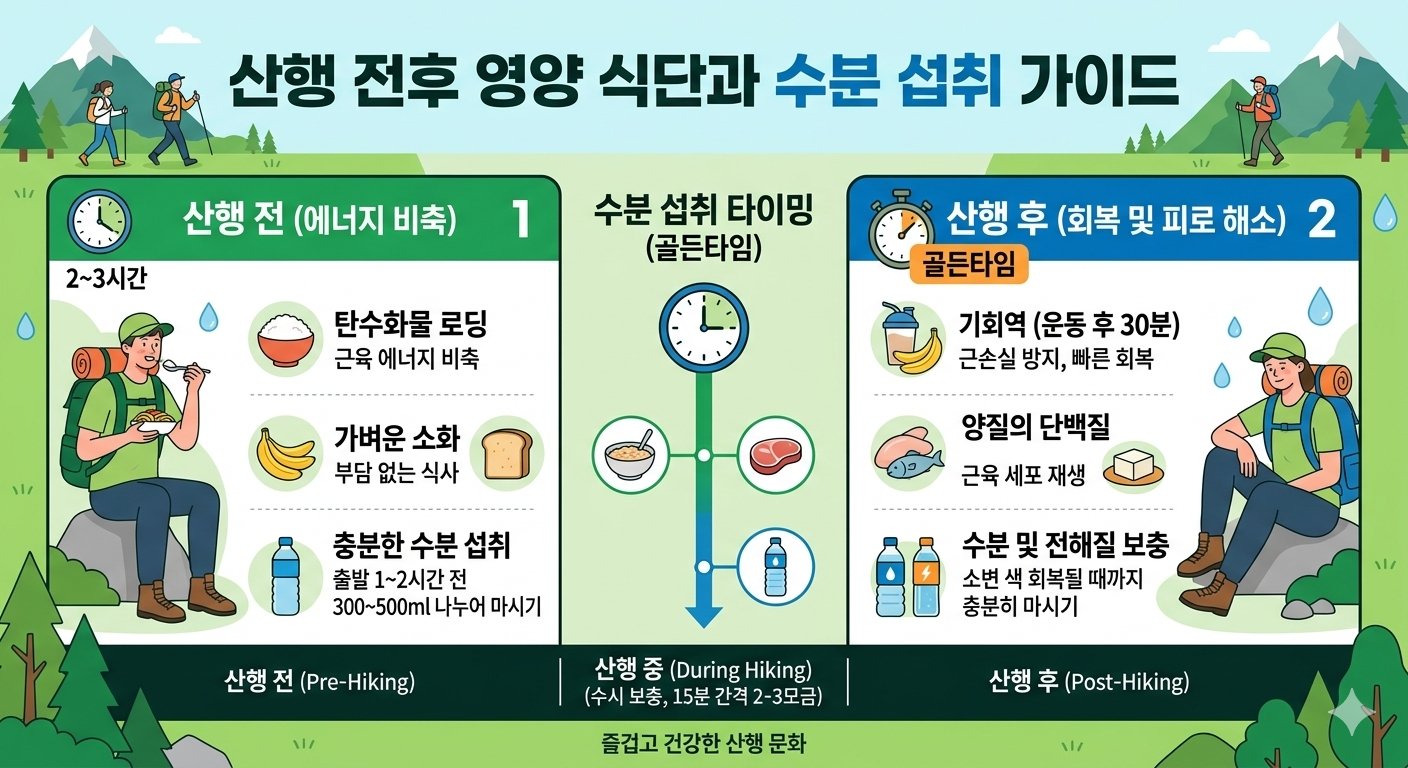 산행 전후 먹기 좋은 영양 식단과 수분 섭취 타이밍 총정리