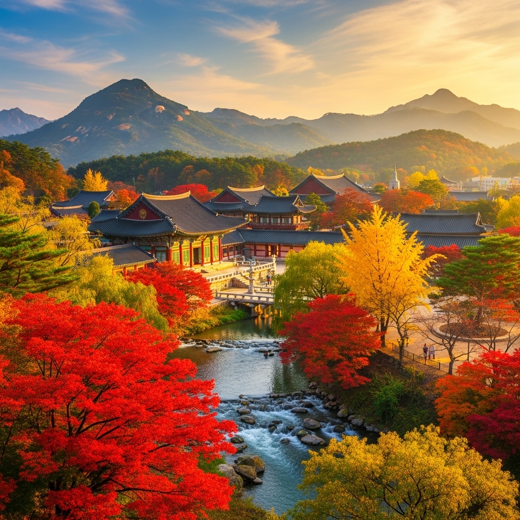 2025년 가을, 빨갛고 노랗게 물든 대한민국의 아름다운 단풍 명소 풍경.