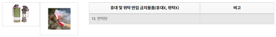 기내 반입 금지 물품 리스트 확인