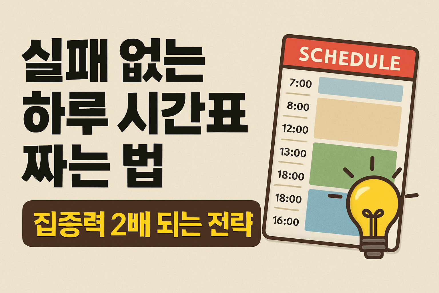 실패-없는-하루-시간표-짜는-법-집중력-2배-되는-전략-일정표와-전구-아이콘-포함-디자인