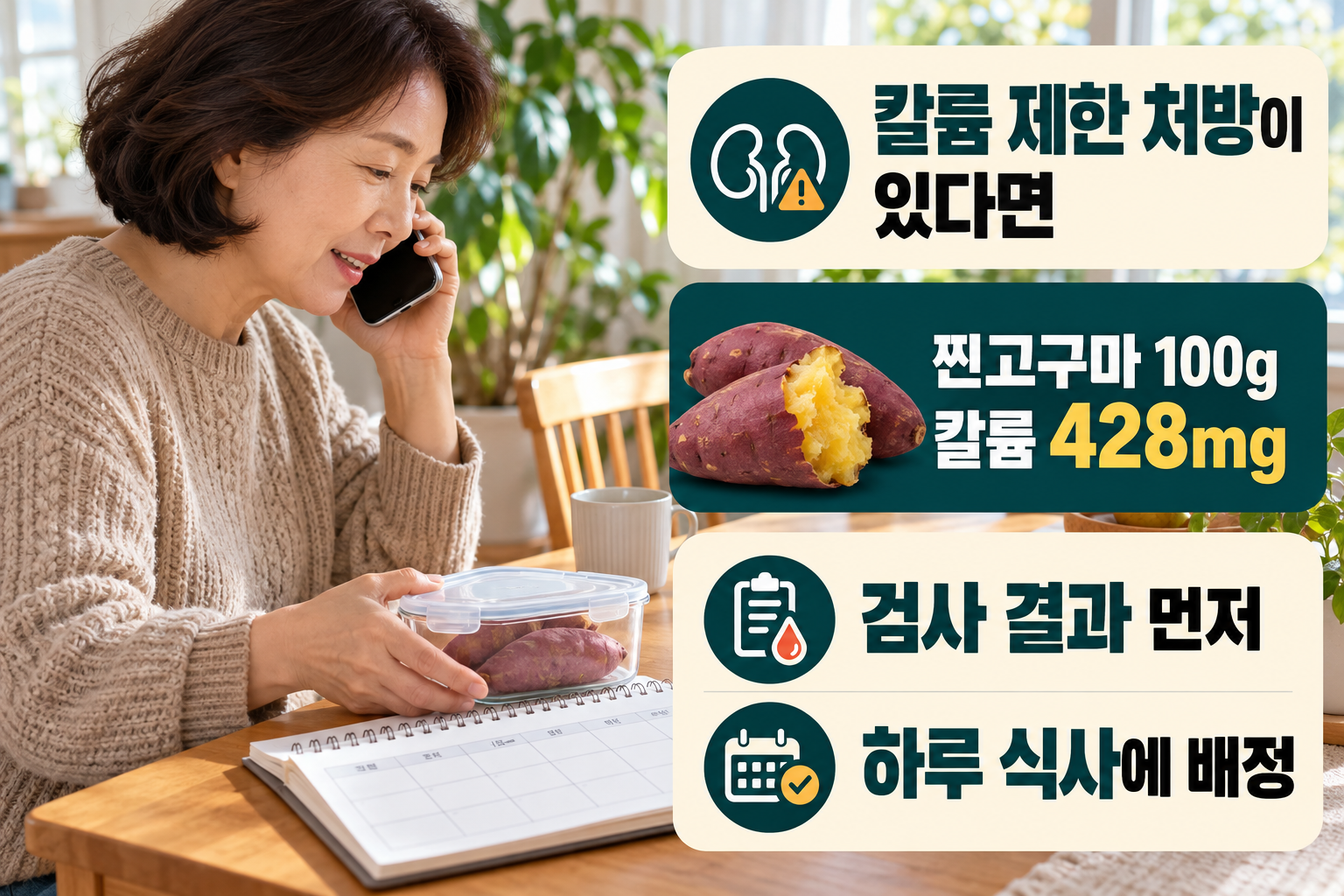 고구마 &middot; 칼륨을 보태는 장점도 검사 결과에 맞춰요 실사 인포그래픽