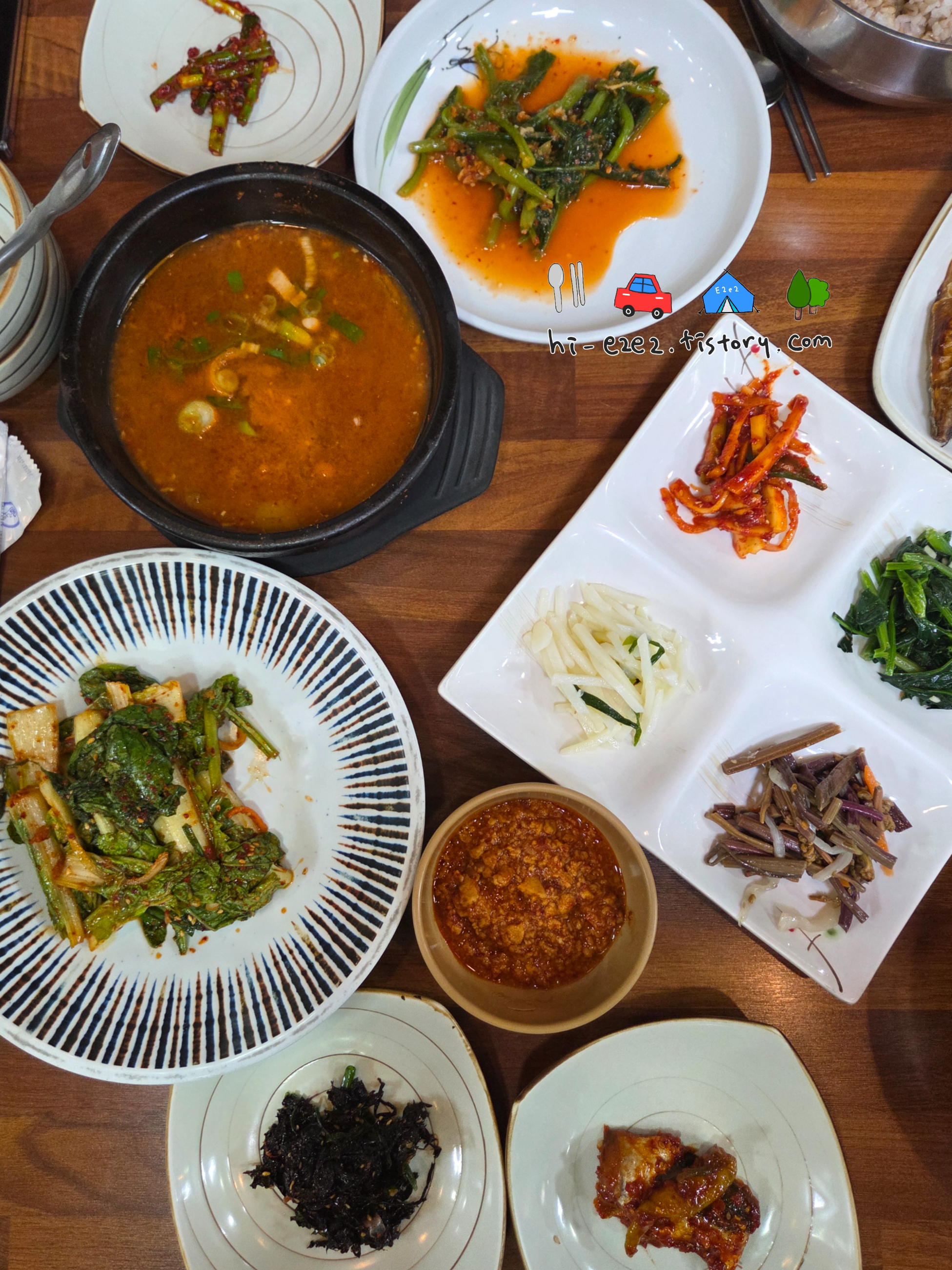 목포 맛집 옛날초가집 보리밥 전체 상차림