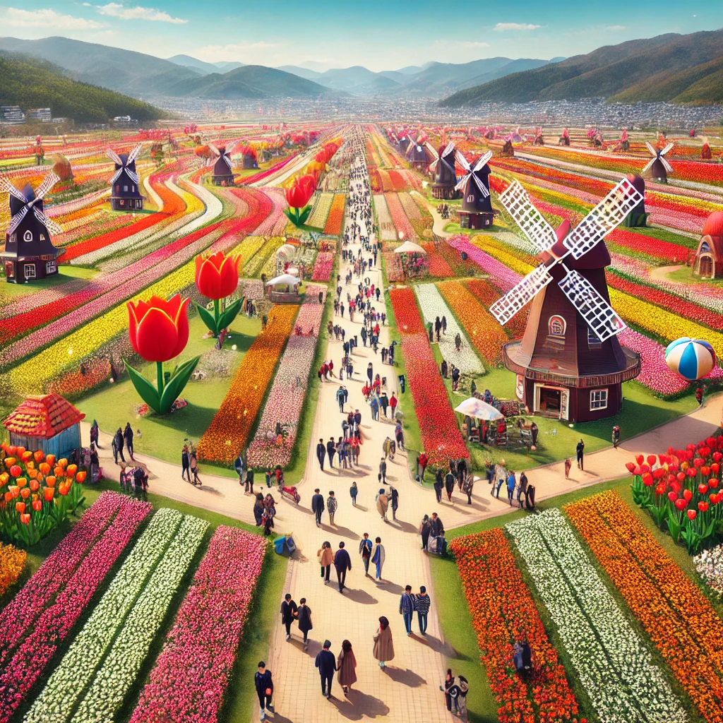 태안 세계튤립축제의 생생한 현장 분위기를 담은 이미지