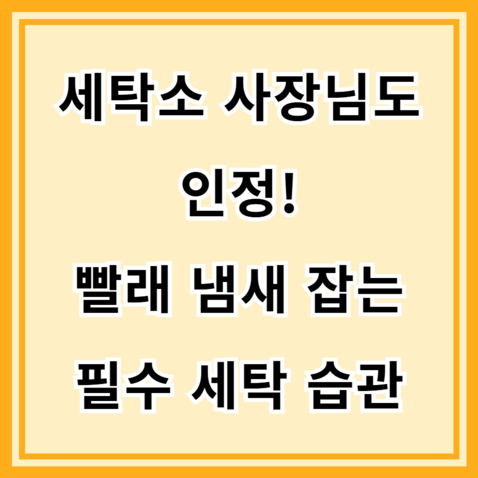 여름철 빨래 냄새 없애는 세탁 습관 3가지