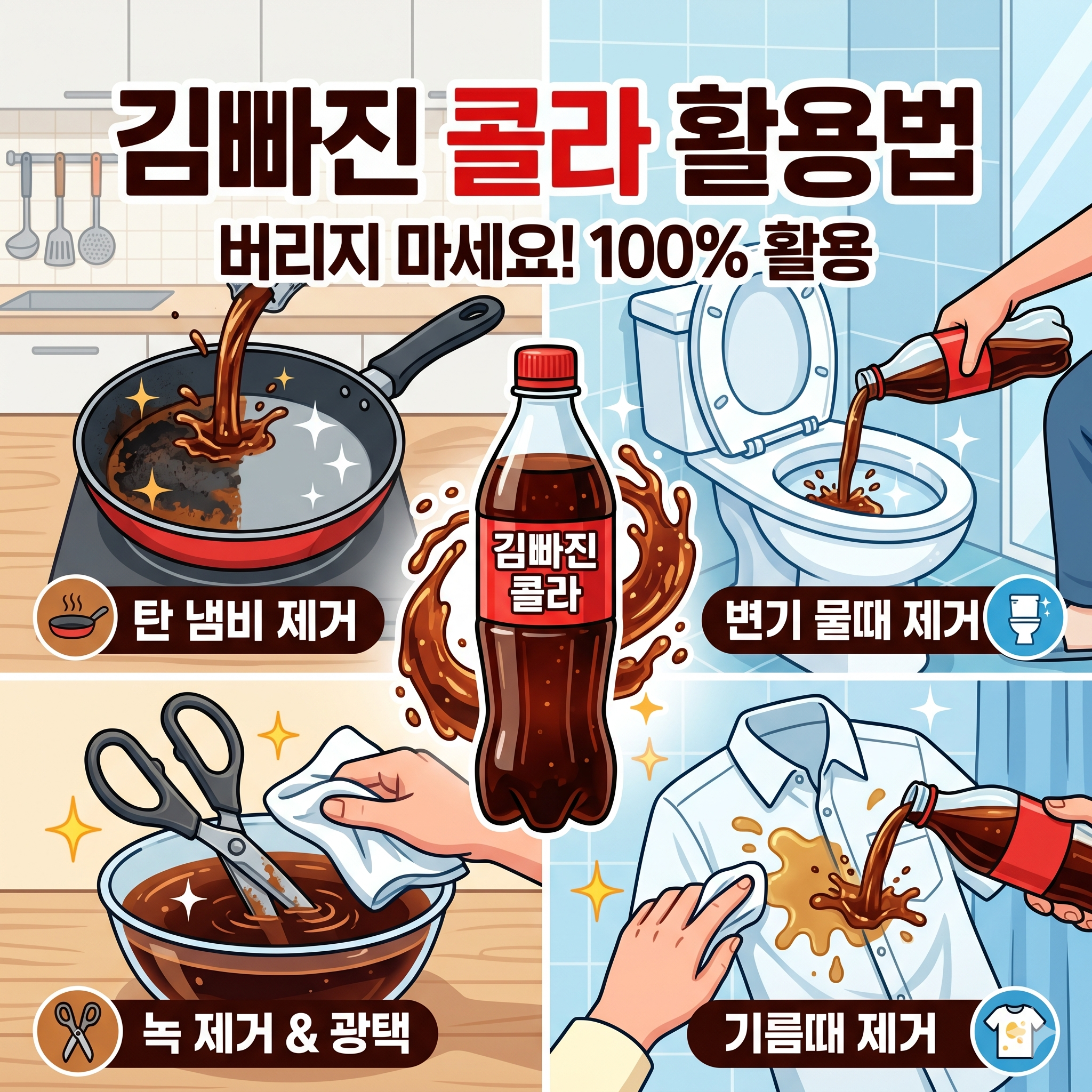 버리기 아까운 김빠진 콜라, 일상에서 200% 활용하는 꿀팁 정리