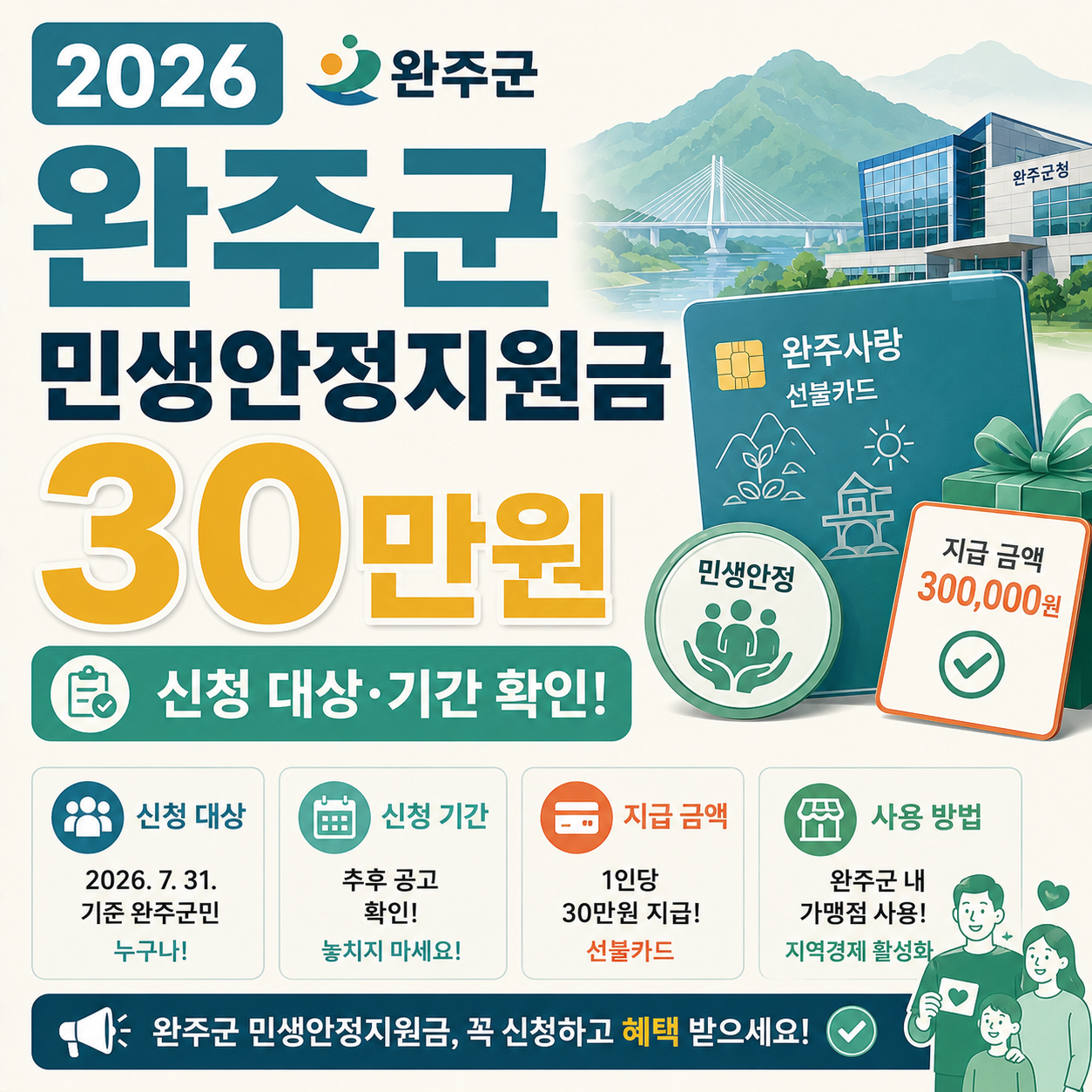 완주군 민생안정지원금 안내 이미지