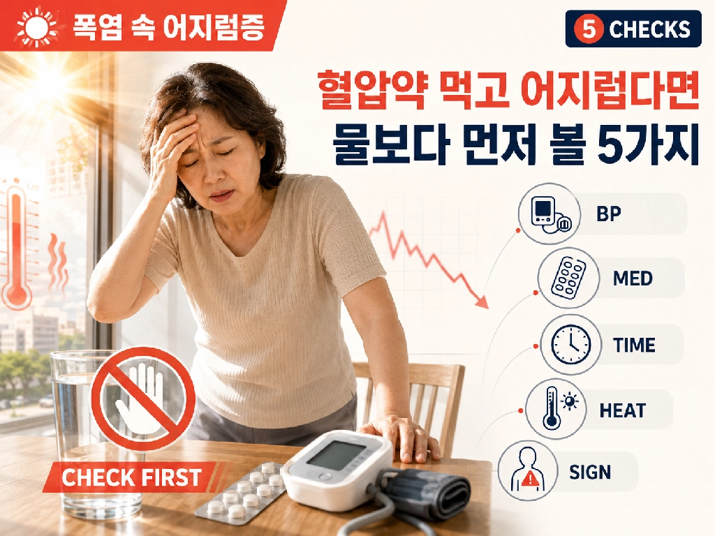 폭염에 혈압약 먹는 사람이 어지러울 때 물보다 먼저 확인할 5가지