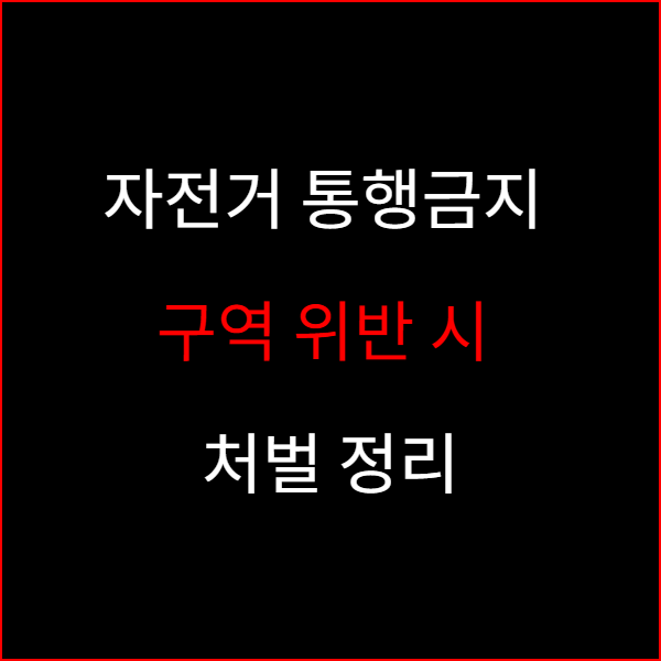 자전거 통행금지 구역 위반 시 처벌 정리