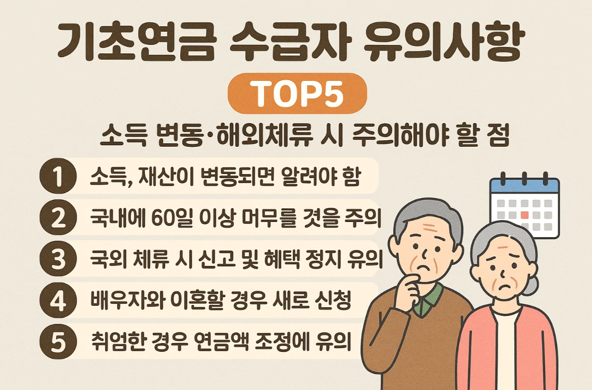 기초연금 수급자 유의사항 TOP5｜소득 변동&middot;해외체류 시 주의해야 할 점