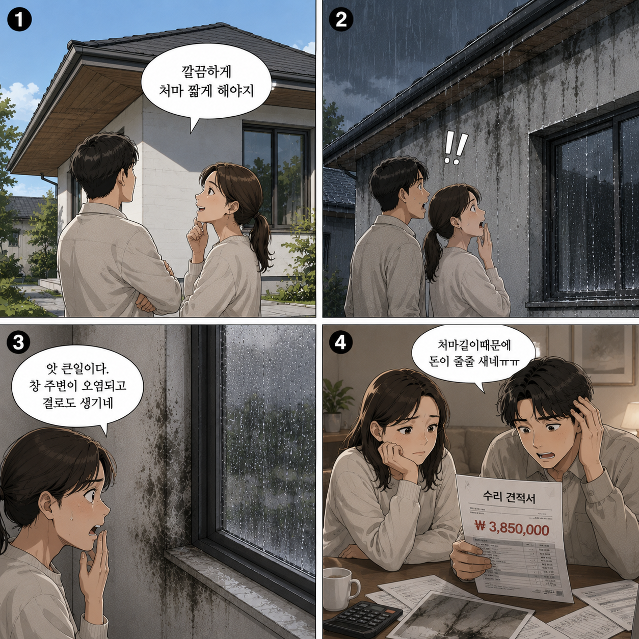 처마길이가 짧아서 유지관리비용 증가