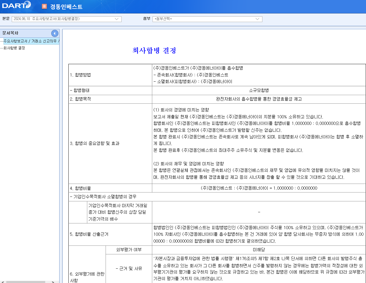 경동인베스트 경동에너아이 합병