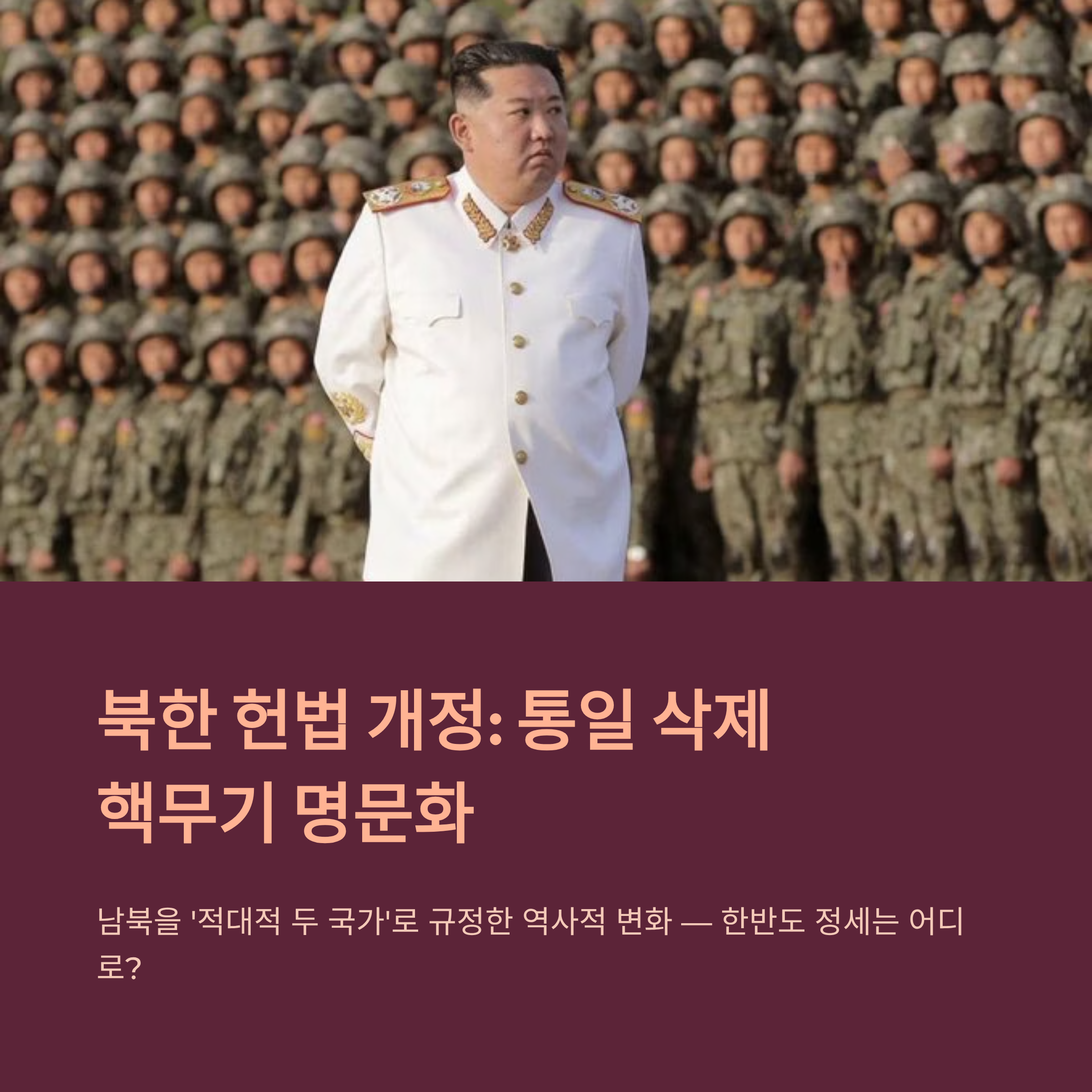 북한 헌법 개정, 통일 조항 삭제와 핵무기 국가 명문화