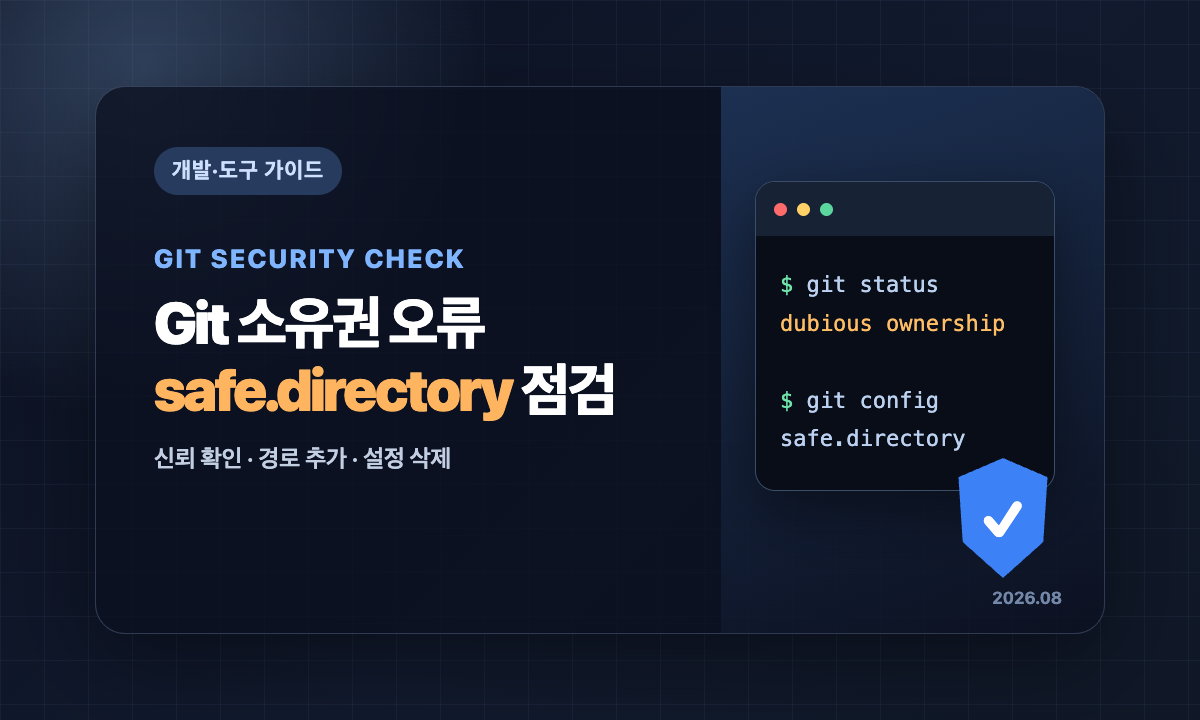 Git detected dubious ownership 오류와 safe.directory 설정 점검을 설명하는 대표 이미지