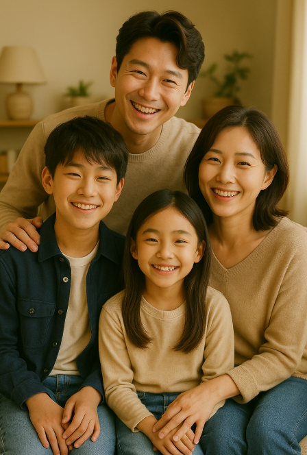 가족의 행복한 모습 사진