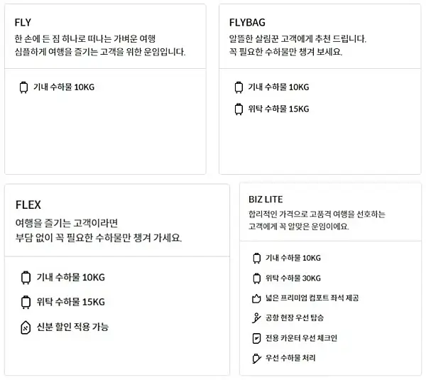 제주항공-운임별-무료수하물