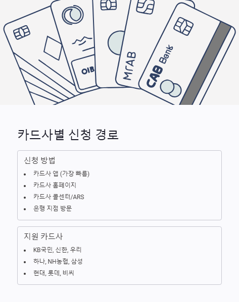카드사별 신청 경로