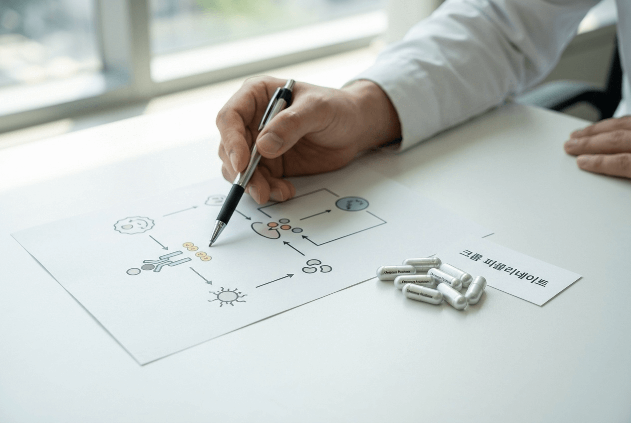 크롬 캡슐과 인슐린 신호 전달 개념 도식