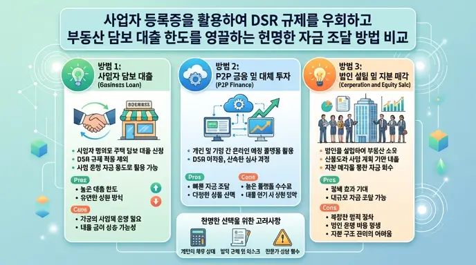 사업자 등록증을 활용하여 DSR 규제를 우회하고 부동산 담보 대출 한도를 영끌하는 현명한 자금 조달 방법 비교