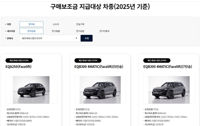 2025 옥천 전기차 보조금 대상 차종