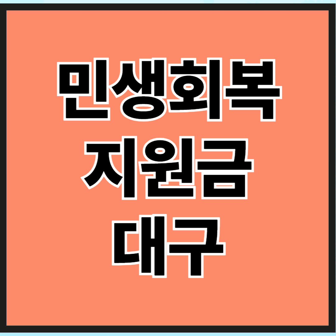 민생회복 지원금 대구 사용처