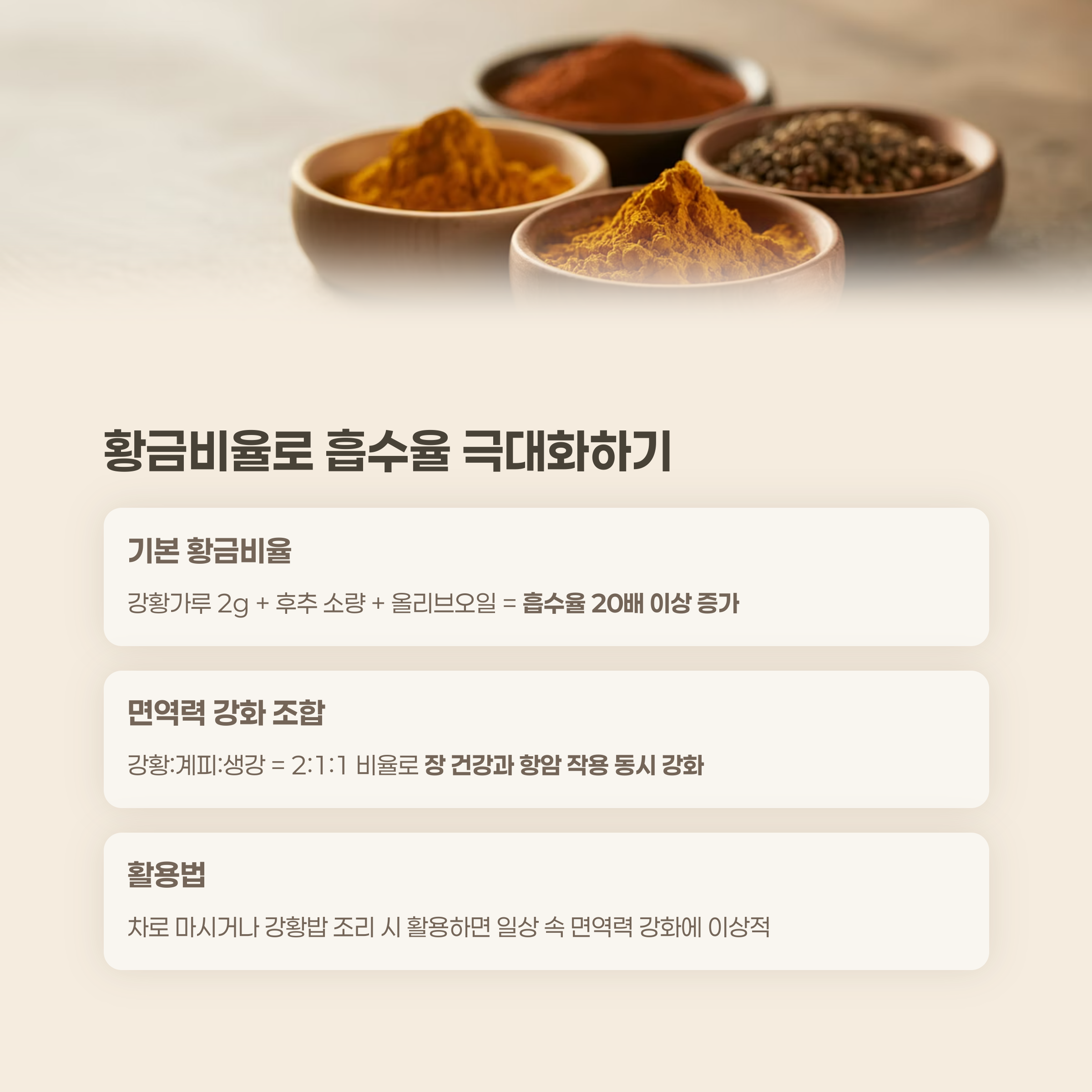 황금비율 조합: 강황가루를 제대로 흡수시키는 핵심 전략