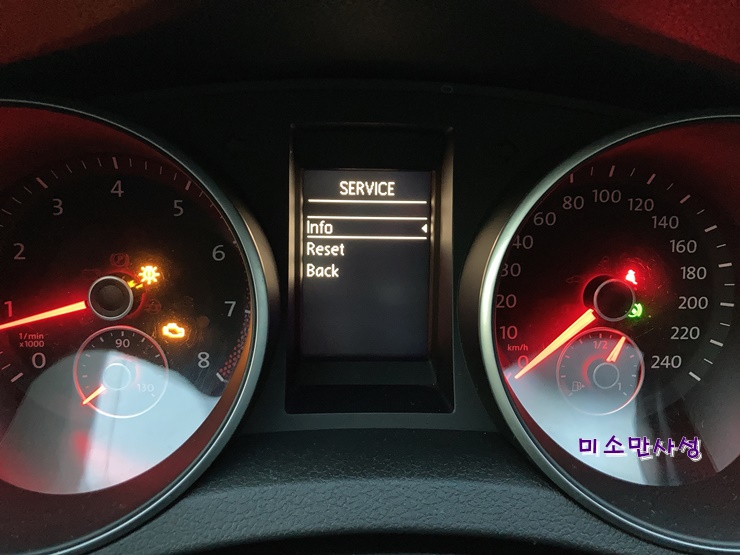 구형 골프 제타 폴로 오일리셋 계기판 셋팅 화면 진입 방법