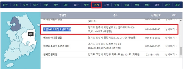 경기도 달빛어린이병원 위치 및 전화번호