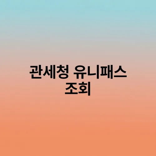 관세청 유니패스 조회