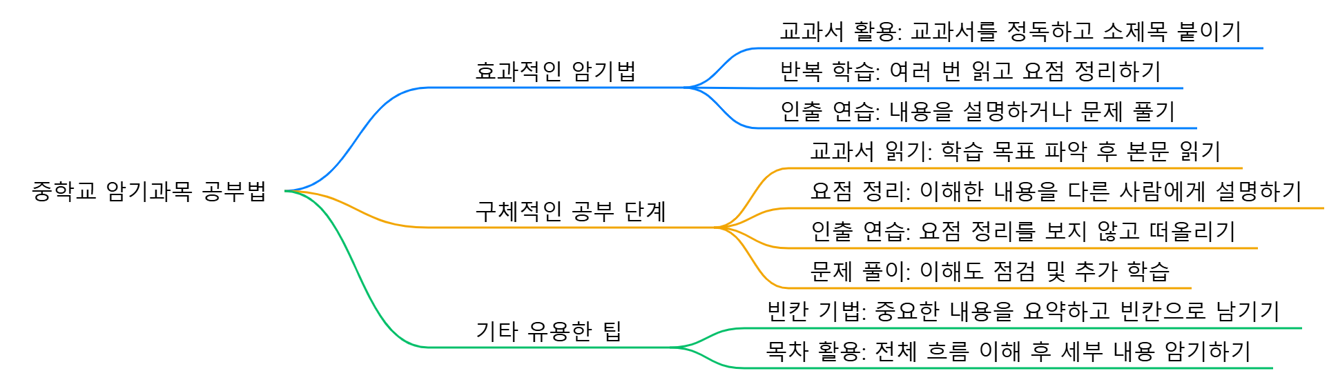 중학교 암기 과목: 효과적 암기법, 구체적 공부, 성적 향상