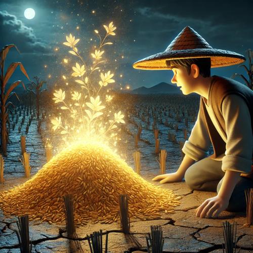 신비로운 빛과 발견된 쌀알