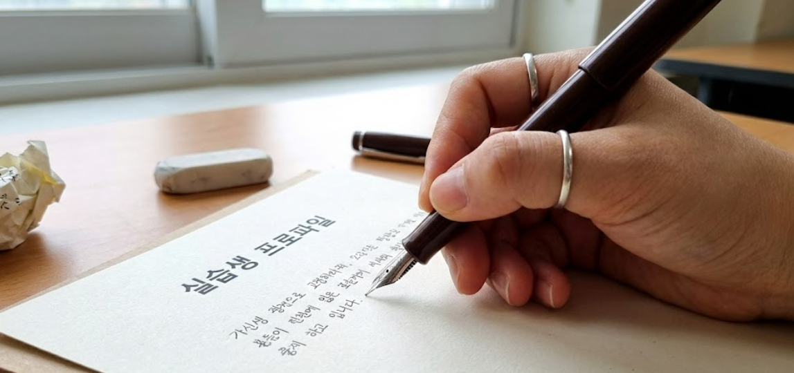 열정적으로 실습생 프로파일 서류를 작성