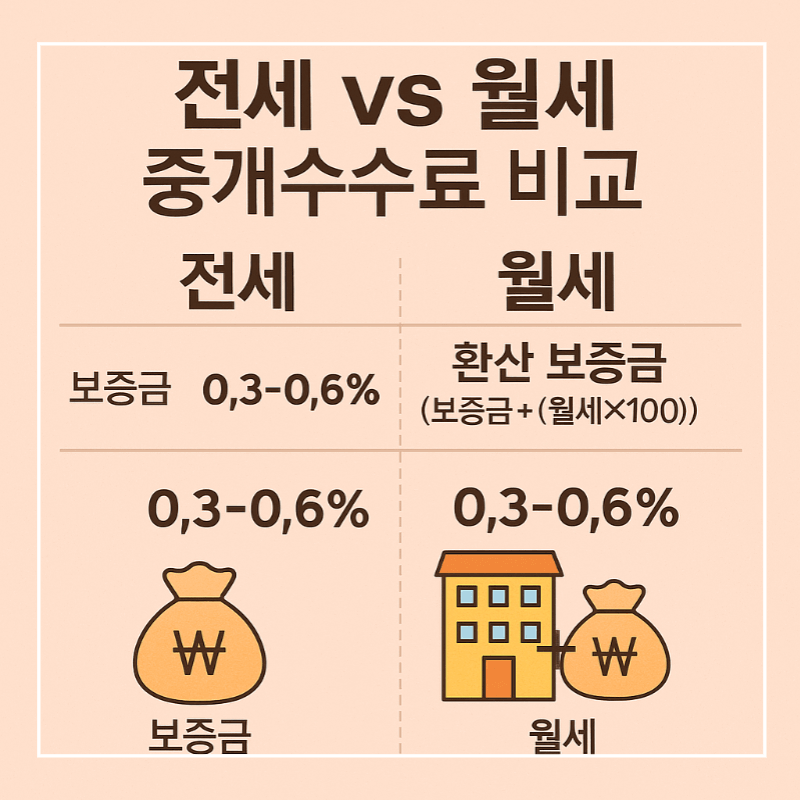 전세 월세 중개수수료 비교표 이미지