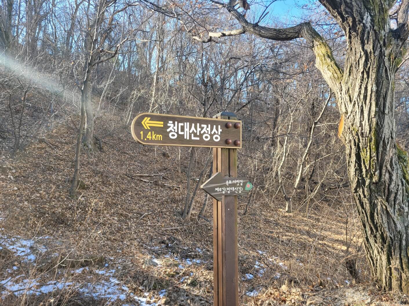 청대산 정상 푯말