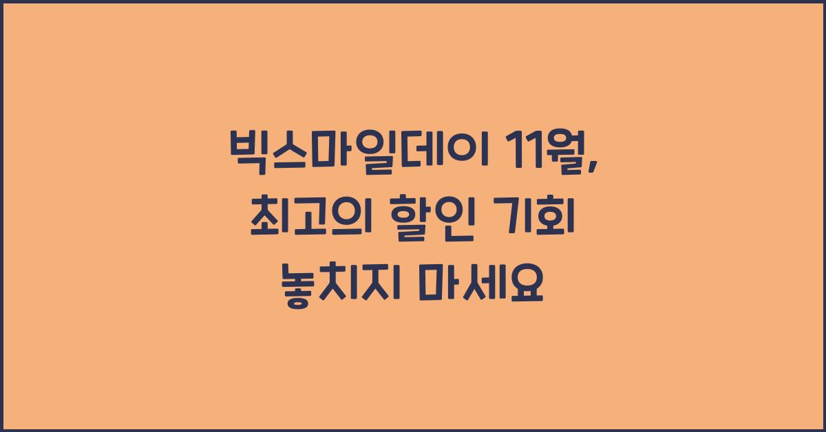 빅스마일데이 11월