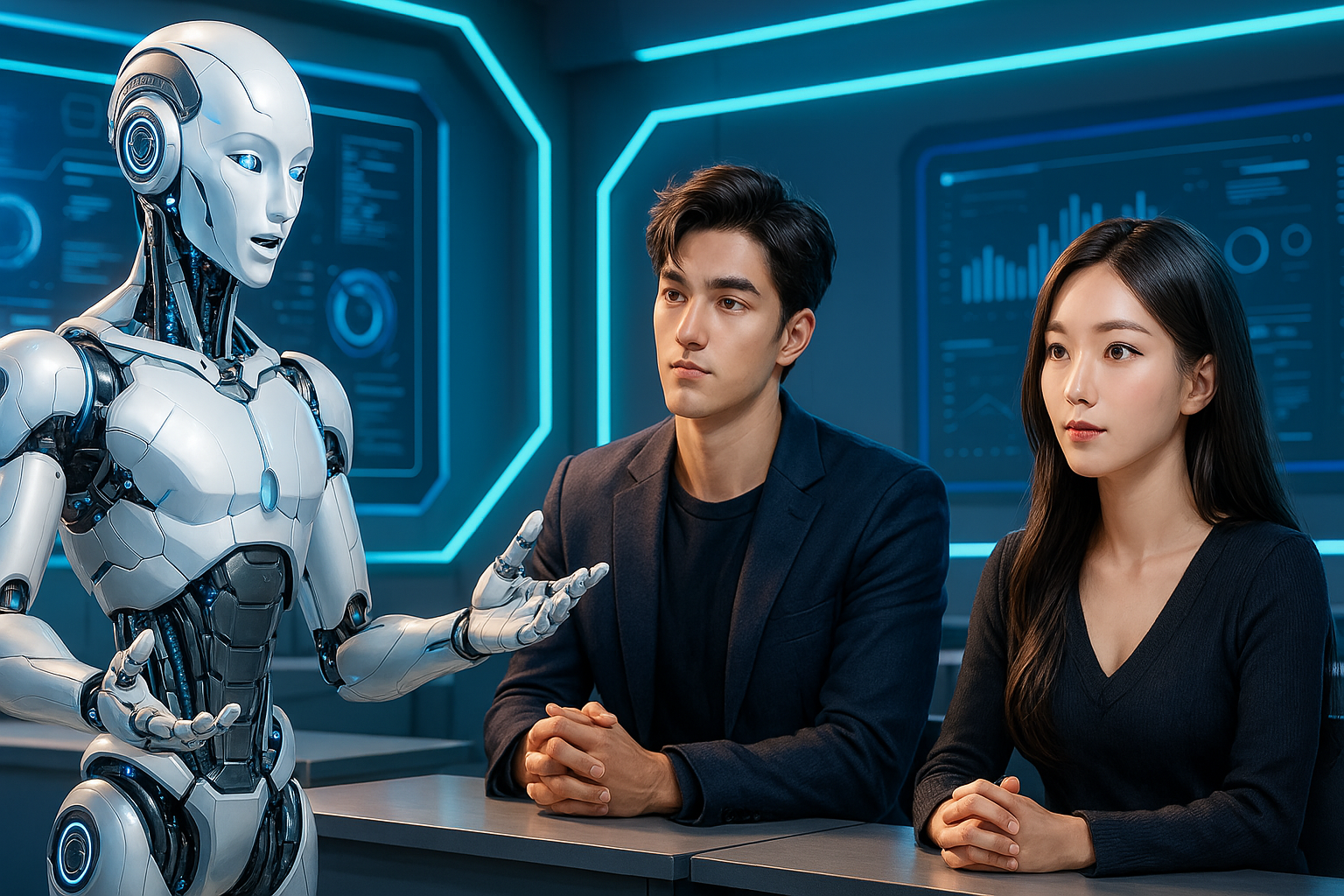 AI와 실업급여에 대한 교육을 받고 있는 모습. 대화모습