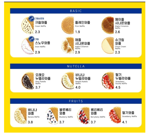 와플대학-메뉴