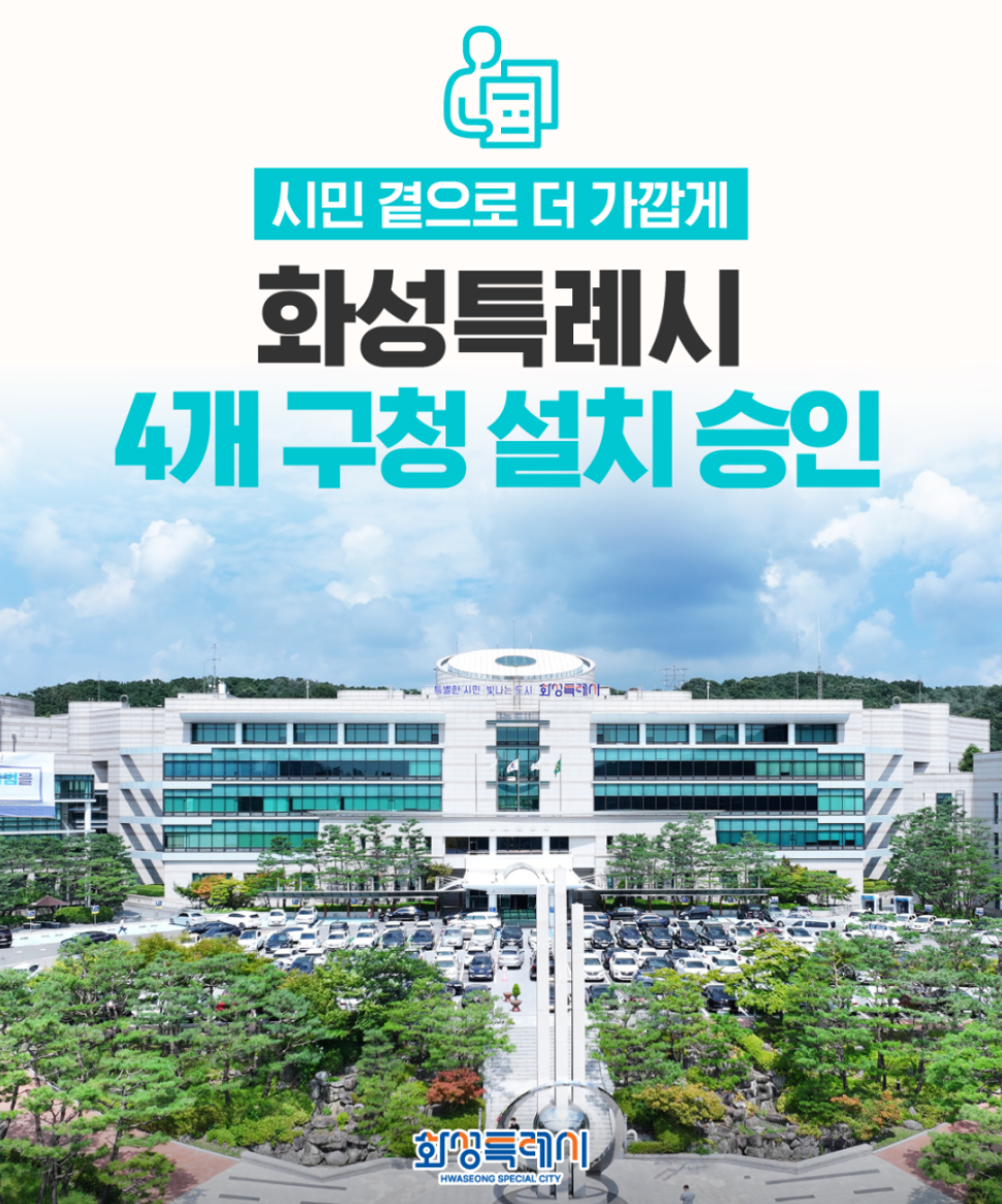 화성특례시 4개 구청 설치 승인, 관할 구역, 구청 위치