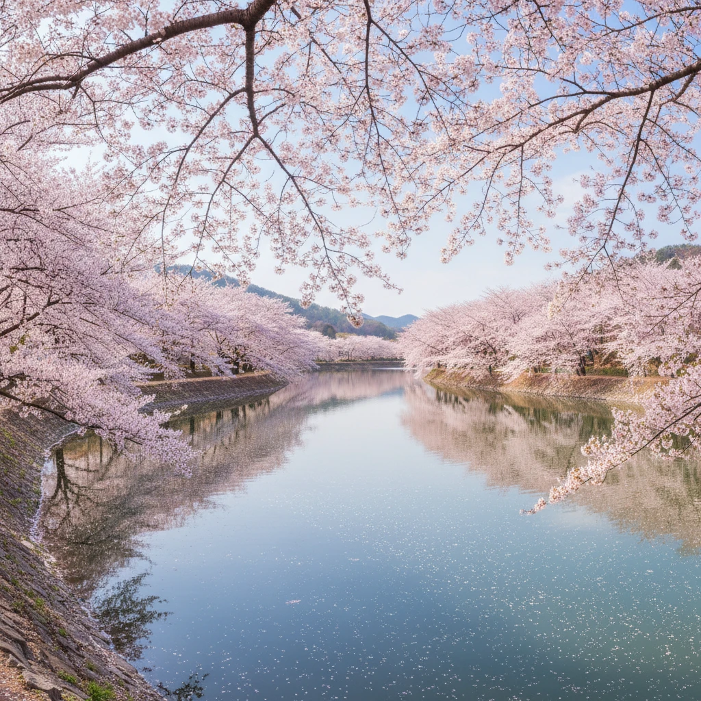 상주 북천변 벚꽃 개화 시기와 야간 ..