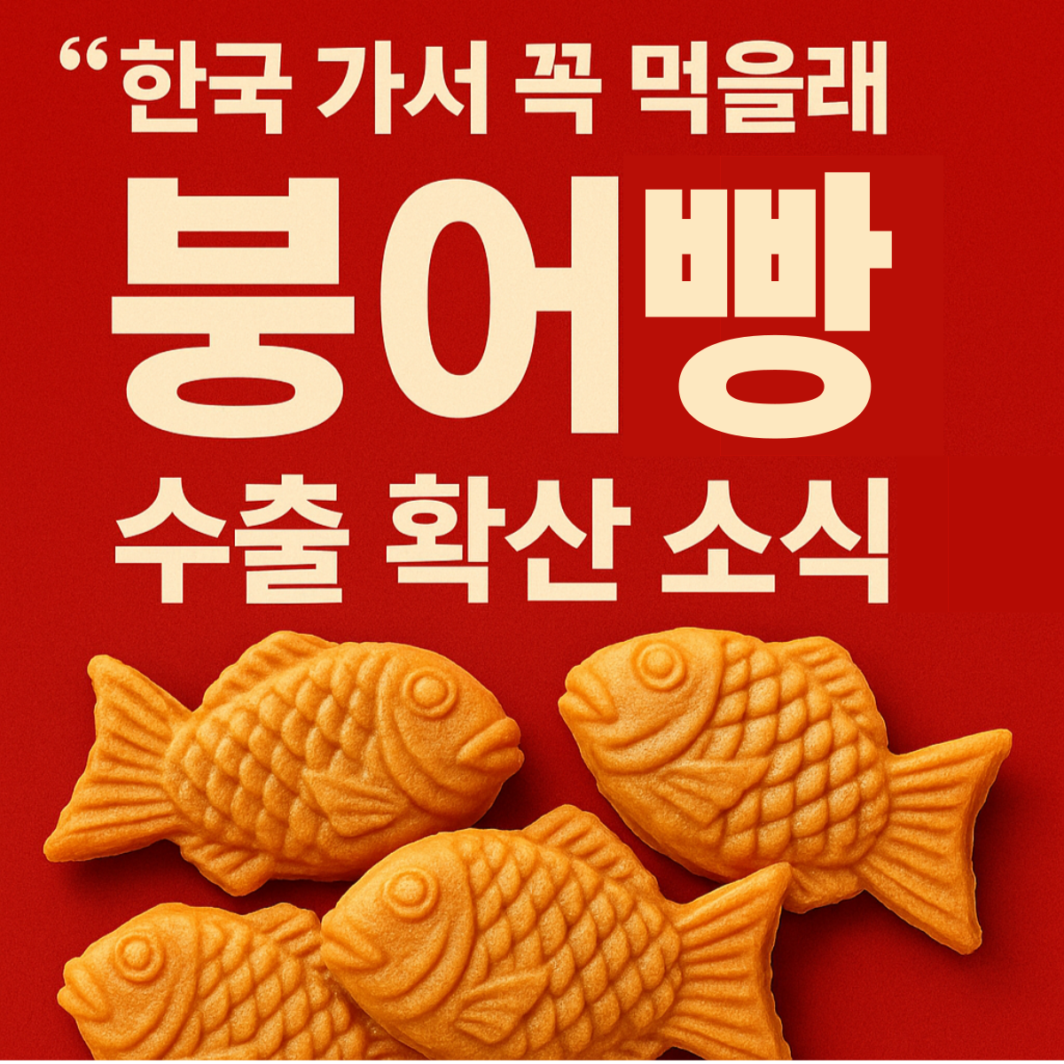 "전 세계에서 인기 상승 중인 한국 붕어빵 수출 확산 소식을 강조한 썸네일 이미지"