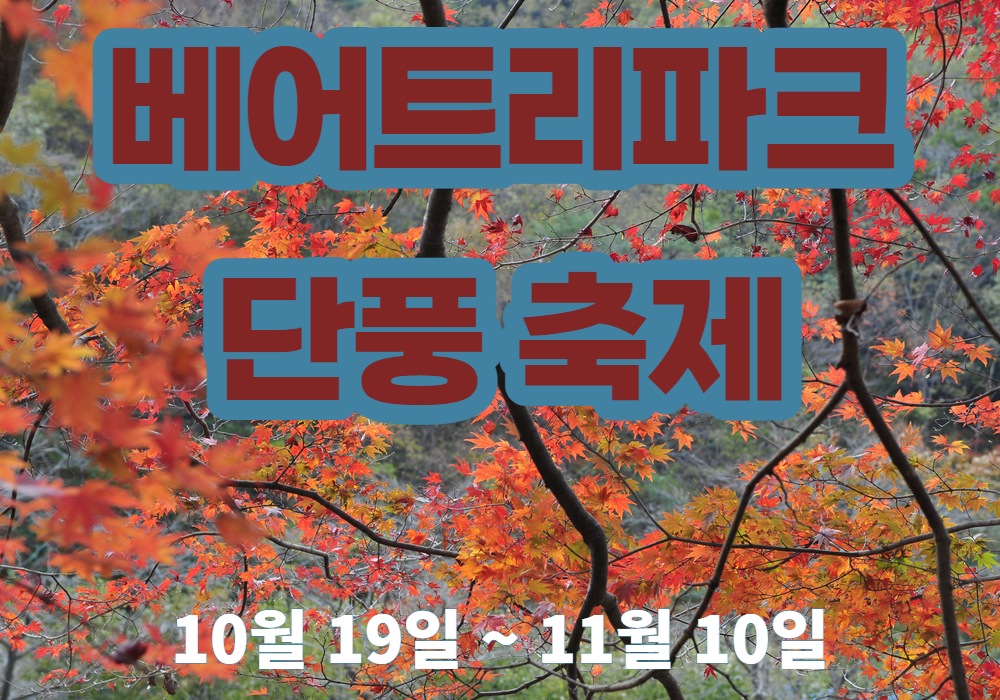 단풍의 배경에 베어트리파크 단풍 축제 글자 인쇄