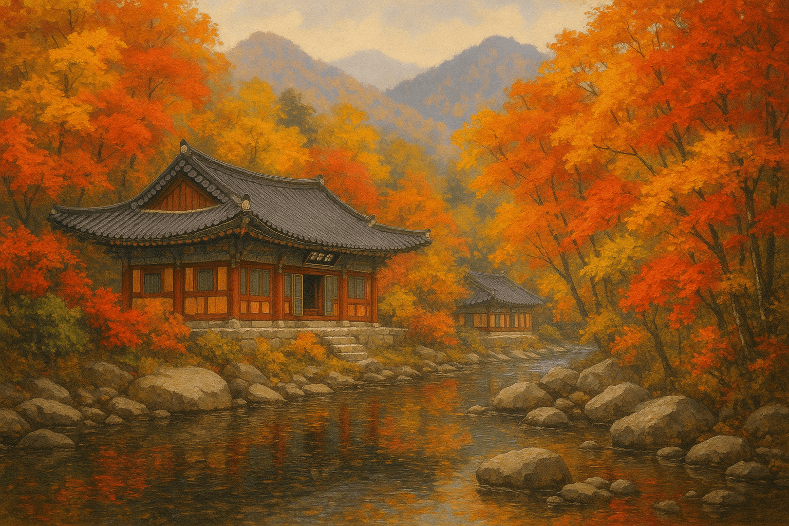 인제 백담사에서 마주하는 깊은 계곡의 단풍 정취와 가을 산사의 고요한 시간