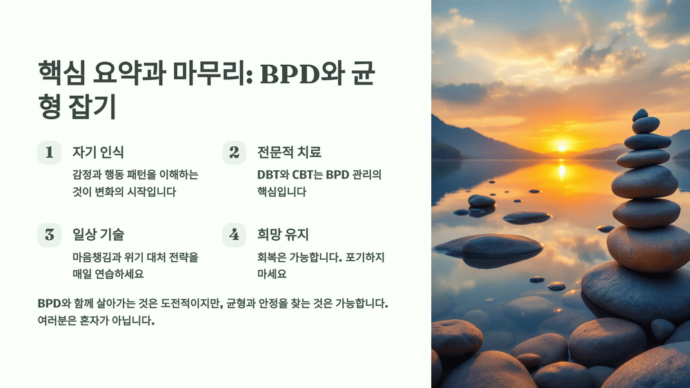 요약과 마무리: BPD와의 균형 여정