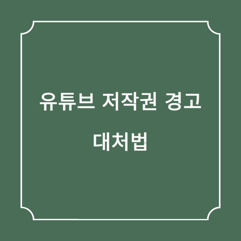 유튜브 저작권 경고 대처법