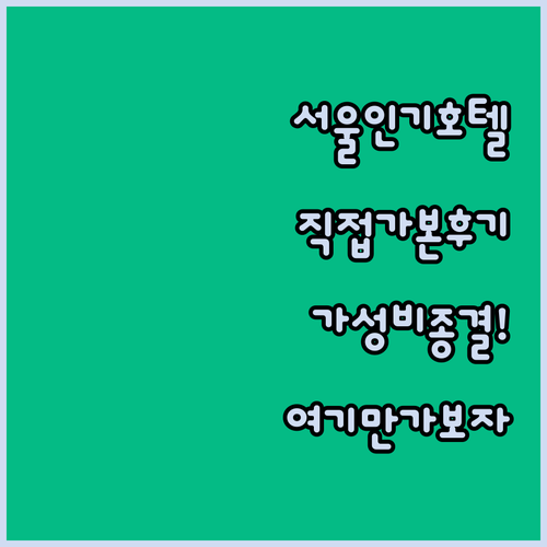 서울 인기 호텔 5곳 위치와 가성비 ..